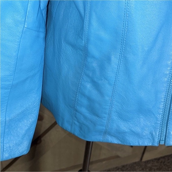 Wilsons Leather Maxima turquoise Blue Leather Jacket Size Large - Picture 6 of 11